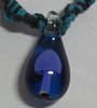 16 inch blue and black hemp with mushroom necklace